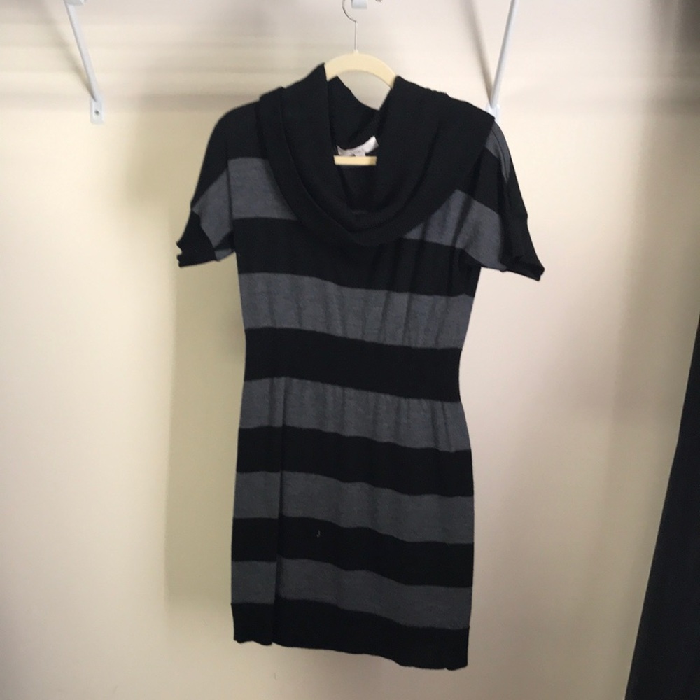 Black and grey sweater material dress